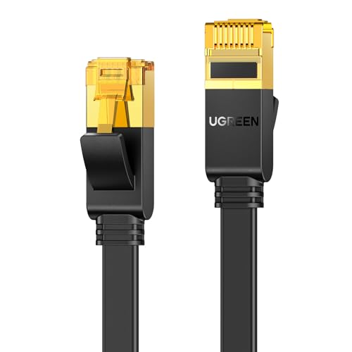 UGREEN LANケーブル CAT7 15M フラット 10Gbps/600MHz カテゴリー7 CAT7準拠 RJ45 金メッキコネクタ STP 爪折れ防止 高速 シールド モデム ルータ PS3 PS4 Xbox等に対応