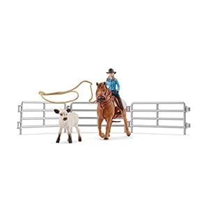 schleich 42577 Team Roping met cowgirl, voor kinderen vanaf 5 jaar, Farm World – speelset