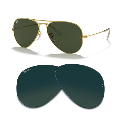 Ray-Ban Original Aviator Large Metal RB3025 W3234 55MM Grey G-15 Green Replacement Lenses for Men for Women +Bundle with Accessory Eyewear Kit