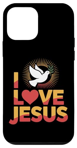I Love Jesus Dove サンバースト 平和な信仰 スマホケース iPhone 12 mini 用