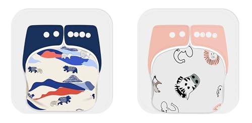 Image of Ambaby Organic Cotton Cloth Diapers - Pack of 4 | Leak-Proof & Reusable | 250ml Absorption | 2 Covers 2 Inserts 2 Boosters | Rash-Free Quick Dry