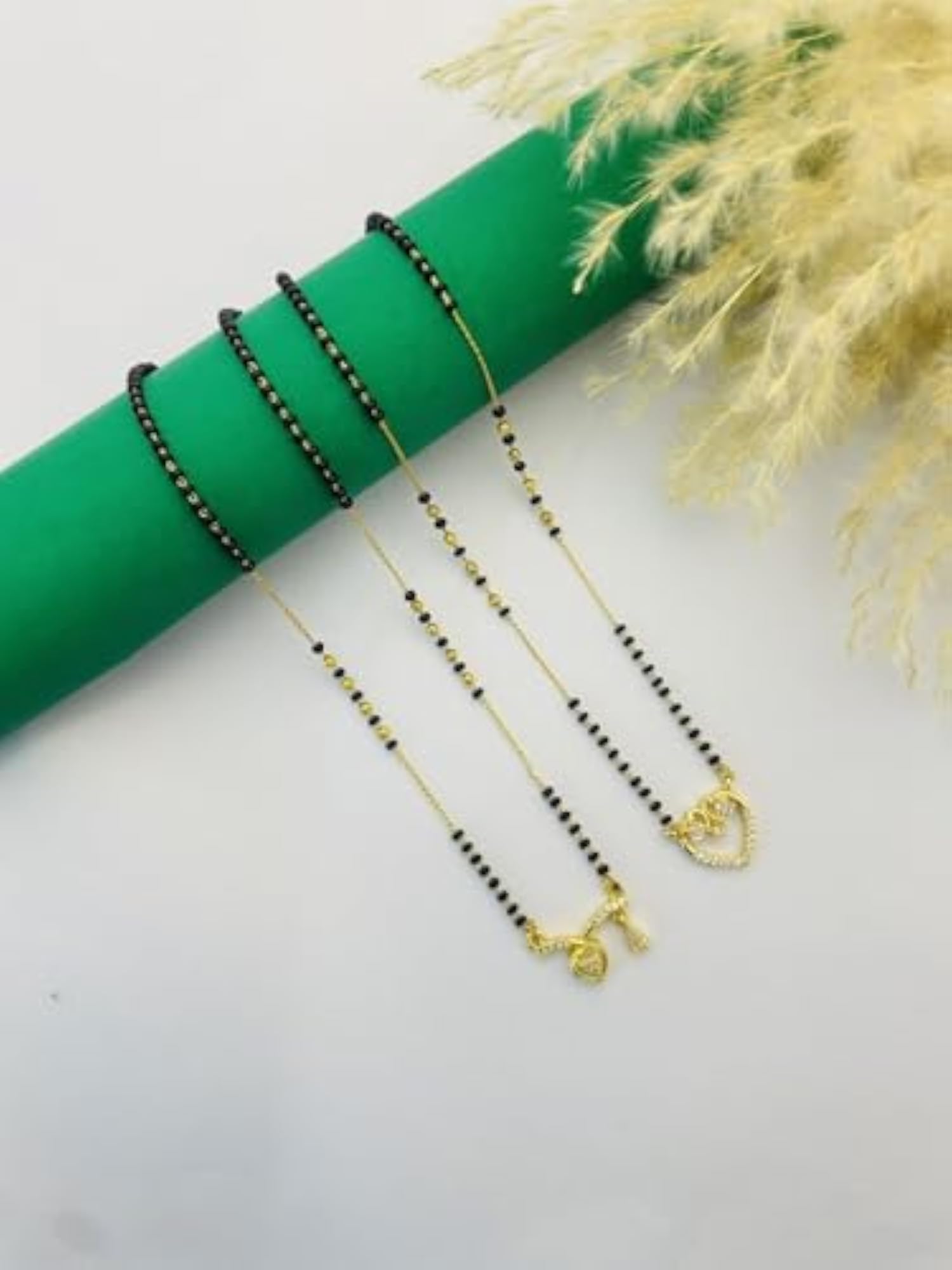 Women's Gold Plated 2 Pendant Mangalsutra Chain Set, Elegant