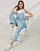 Lentta Women's Causal Jumpsuits V Neck Sleeveless Harem Overalls Stretchy Adjustable Strap Romper with Pockets(LightBlue-S)