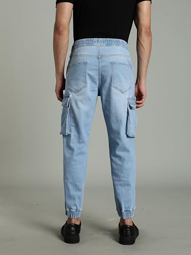 Image of INKD Men's Regular Fit Joggers - Mid -Rise | Cotton Blend | Stretchable Fabric| Elasticated Waistband | Jeans for Men (Available in Plus Sizes)