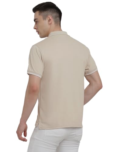 Image of Deniklo Men's Super Soft Half Sleeve T-Shirt | Regular Fit Solid Polo T Shirt for Men | Cotton Rich with Button Down Closure Type for Men |Rib Collar Polo T Shirt | Branded Polo T-Shirt for Men's