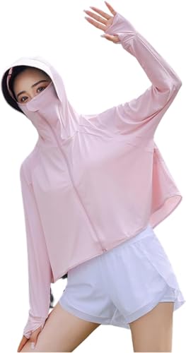 Image of SPF 50+ Long Sleeve UV Sun Protection Clothing Jacket Hiking Sun Shirt Zip Up Hoodie with Pockets For Summer