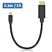Duttek 1FT/30CM Mini DisplayPort Male to DisplayPort Male Cable, 8K@60Hz & 4K@144Hz, Bi-Directional Transmission, Ideal for Monitor, TV, PC & Laptop