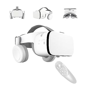 VR Headset for Phone Virtual Reality headsets with Remote Control, Mobile VR 3D Video Glasses Goggles for Movies & Play Games, Compatible for iPhone Android Phones (White)