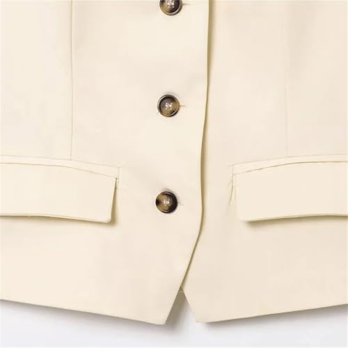 Women's Cropped Suit Vest, Sleeveless Office Waistcoat Jacket with Button Closure for Business Looks3