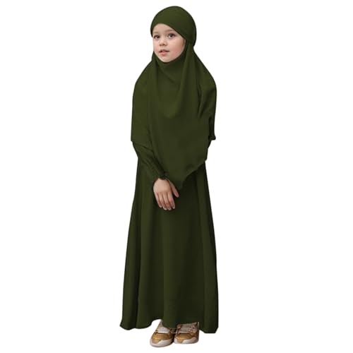 Vestido para niña elegante con cuello volantes y acabados premium de diseño musulmán