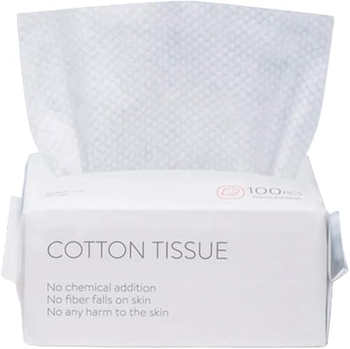 Kaiderine 100PCS Large Disposable Face Towel Facial Eye Nail Make up Removing Cotton Tissue Multipurpose Cotton Towel Tissue for Skin Care Reusable Cotton Pads Wet & Dry Use
