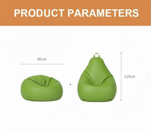 Image of 4XL Leatherette Bean Bag Chair with Footrest & Cushion with Beans Filled (Ready to Use) Color- (Green, Bean Bag Only)