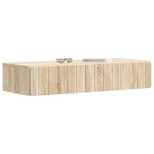 Table d'appoint murale aspect chêne Sonoma avec tiroir de rangement 87,5cm