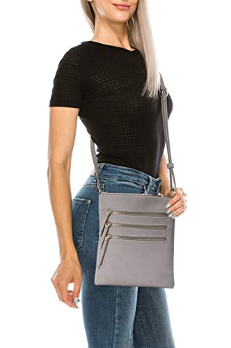 Image of Solene Crossbody Bag Functional Multi Pocket Messenger Purse Top Zip Closure Shoulder Handbag With Adjustable Strap