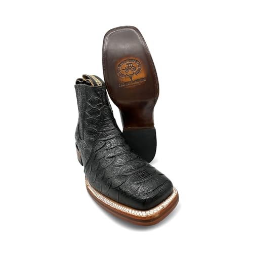 Mens Leather Short Ankle Embossed Python Print Cowboy Boot3