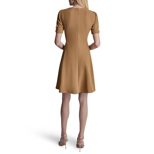 Image of DKNY Women's Button Short Sleeve Fit and Flare Dress