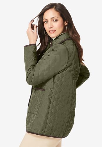 Jessica London Women's Plus Size Snap-Front Quilted Coat2