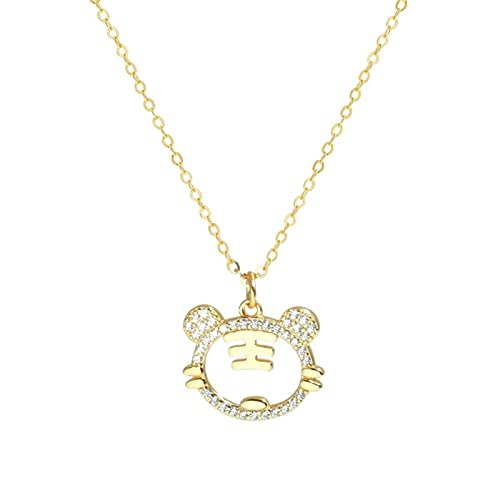 Collier tigre mignon en argent doré QYYZTQY aux finitions d'art