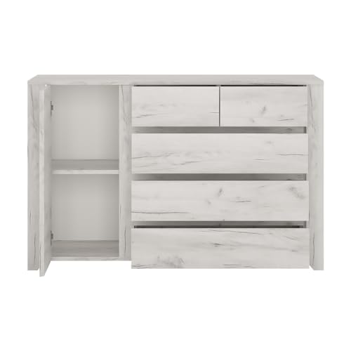 Lomadox Schlafzimmer Set 7-teilig mit Bett 160x200cm,Wandboard, Kommode, 2 Nachttische, 2 Bettschubladen in Craft Eiche weiß Modern – Bild 3