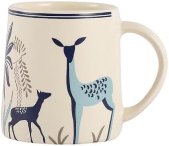 - miah decor Ceramic Tea Coffee Cups Set of 4 Matte Printed Small Chai Mug Set of 4 Drinkware Microwave Safe for Home & Restaurant-350 ml-Color- Cream Blue