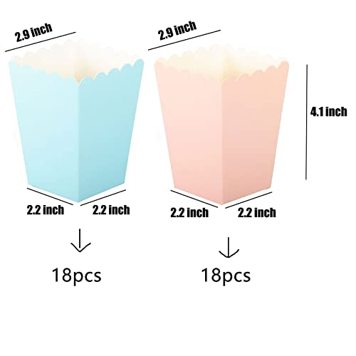 Image of We Moment Gender Reveal Party Event Pink and Blue Mini Popcorn Boxes,Pack of 36
