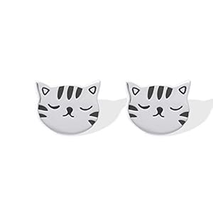 Boma Jewelry Sterling Silver Cute Cat Stud Earrings