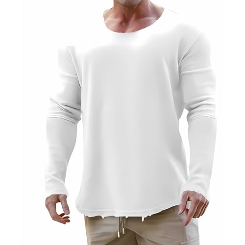 Hulpvktsgiq Men's Crewneck Sweatshirts Lightweight Soild Color Long Sleeve Casual Pullover Shirt Workout Gym Fashion Tops