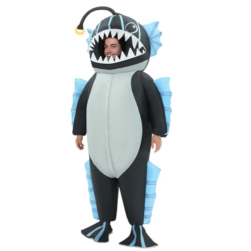 WQWOVRVO Inflatable Costume Anglerfish Inflatable Costume for Adult Funny Halloween Blow up Costumes for Men& Women
