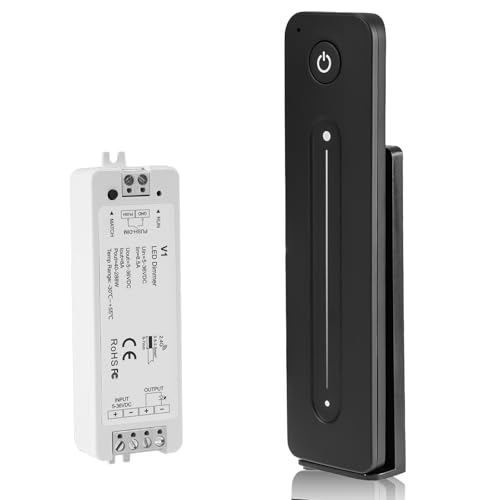 2.4GHz RF Fernsteuerung Dimmschalter Wandmontage LED Strip Controller Touch RemoteLED Dimmer Controller mit Fernbedienung, DC 5V-36V 8A （Black）