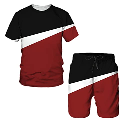 Ensemble t-shirt et short court pour homme avec impression 3D moderne en taille XXL