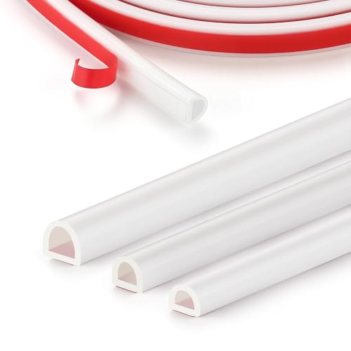 Silicone D-Shaped Weather Stripping Door Seal, 23FT Self Adhesive Door Insulation Strip, Fits Gaps up 1/8