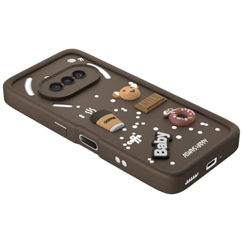 Image of Bintage CASE Cute Fun Taddy Cartoon 3D Ball Bear Milk Cake Coffee Silicon Case Full Body & Camera Protection Back Cover Compatible for Nothing Phone (3a) - Brown