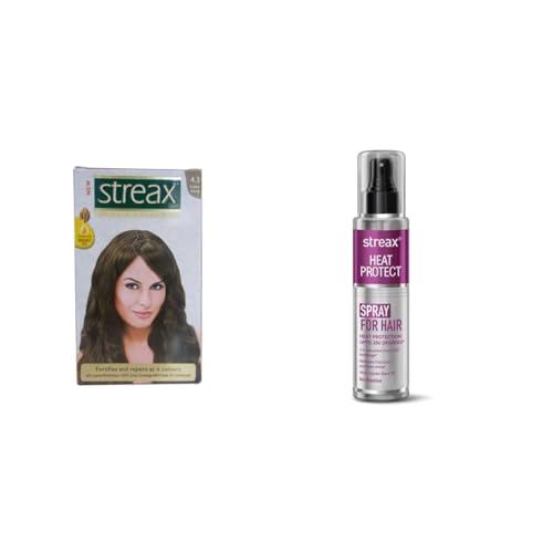 Streax Cream Hair Colour for Women & Men | Golden Brown Heat Protection Spray for Hair -100 Ml, Hair Styling Spray for Women & Men