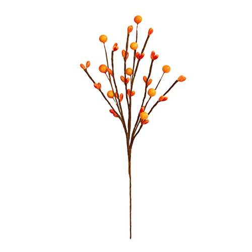 Fyearfly Tallos de bayas artificiales de 29 cm, polvo de espuma y piedra, bayas rojas, naranjas y blancas, tallos de alambre flexibles para arreglos florales, decoración del hogar, Navidad, Halloween