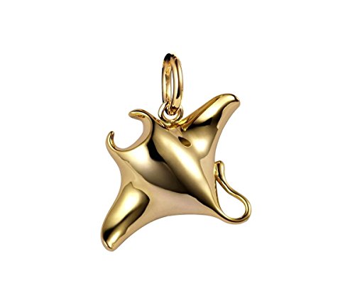 Arthur's Jewelry 925 sterling silver yellow gold plated high polish shiny Hawaiian manta ray fish charm pendant