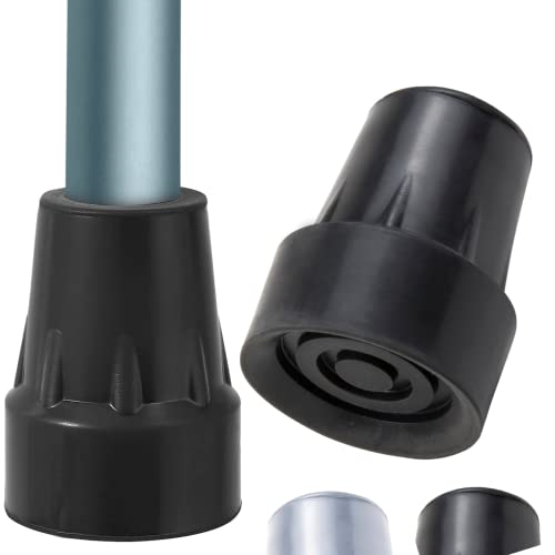 Vive Walking Cane Tips 2 Pack (3/4 Inch) - Non-Slip Universal Rubber Replacement Tips for Walking Sticks, Crutches, Walkers, Canes