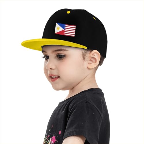 American Flag and Philippine Flag Children's Flat Brimmed Hip-hop Hat Flat Eave Sunscreen Duckbill Cap Headgear4