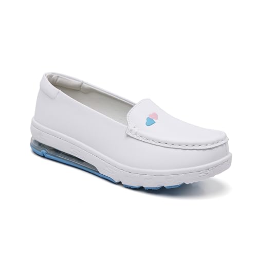 Semshedy Women Nurse Shoes Ladies Wedge Diabetic Orthopedic Sneakers Lightweight Slip Resistance Comfort Walking Sneakers 2868 White38
