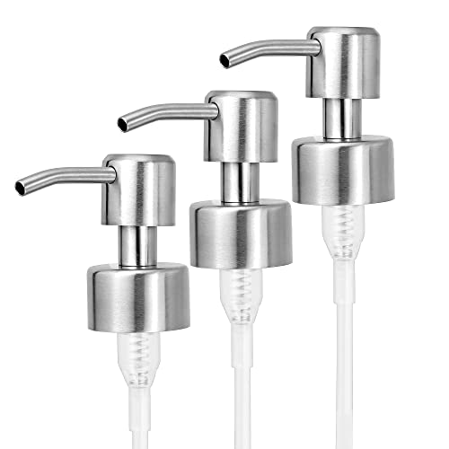 Seifenspender Pumpkopf, 3 Stück Edelstahl Seifenpumpe für 26-28 mm Gewinde Flasche Seifenspender mit Rohr Seifenpumpen Ersatzspender für küche Badezimmer worktop Seife Shampoo Duschgel