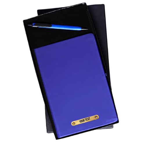 Image of 2 in 1 Personalized Office Gift Set of Pen and Notebook Diary with Your Name Engraved, A gift for all Corporate and Personal Occasions (Blue)