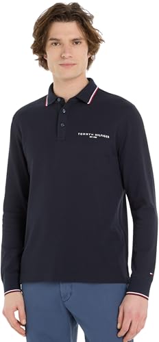 Tommy Hilfiger Hombre Polo manga larga Slim Fit, Azul (Desert Sky), L