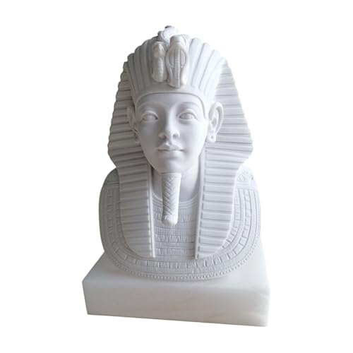Masque de Toutankhamon sculpture table marbre blanc objet art - 2