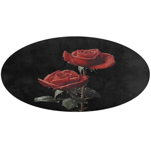 Alfombra de terciopelo diseño premium de rosas rojas de alta densidad 2