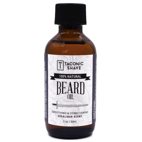 Taconic Shave Premium All Natural Beard Oil - Acondiciona, suaviza y añade brillo - Fabricado en los Estados Unidos - Botella de 2 onzas (Excalibur)