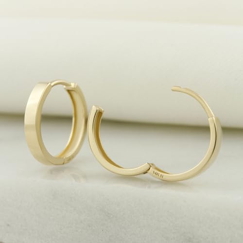 14k Solid Gold Huggie Earrings, Real Gold Earrings, Plain Gold Huggie Hoop Earrings, Simple Gold Huggie3