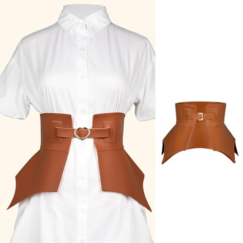 Women Fashion Heart Buckle Waist Strap Ruffle Edge Solid Color Belt All-match Coat Ladies Wide Harajuku Formal Waistband Faux2