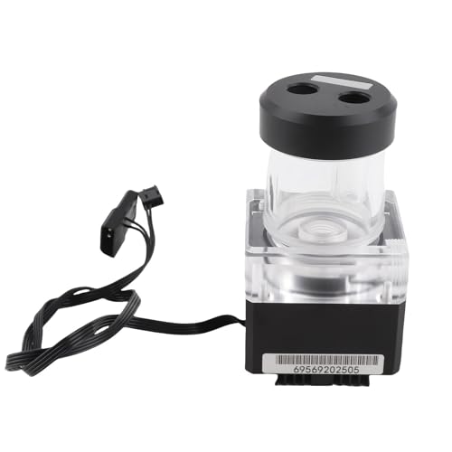 Annadue PC Pump Reservoir Combo, 120 Mm/170 Mm 800 L/h Integrierte Transparente Kühlwassertankpumpe mit Schneller Wärmeableitung, Wärmetauscher für Computer-Wasserkühlungskühler (12cm)