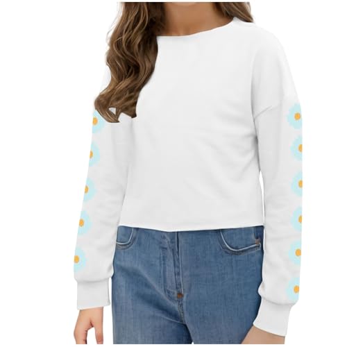 2025 Daisy Crop Tops Girls Cute Lantern Long Sleeve Tee Shirts Fashion Sweatshirt Pullover Top Kids for 4-13 Years3