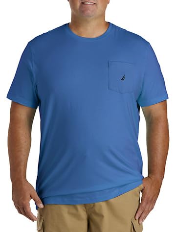 Nautica Mens Solid Crew Neck Short-Sleeve Pocket T-Shirt, Monaco Blue, 4X Tall US