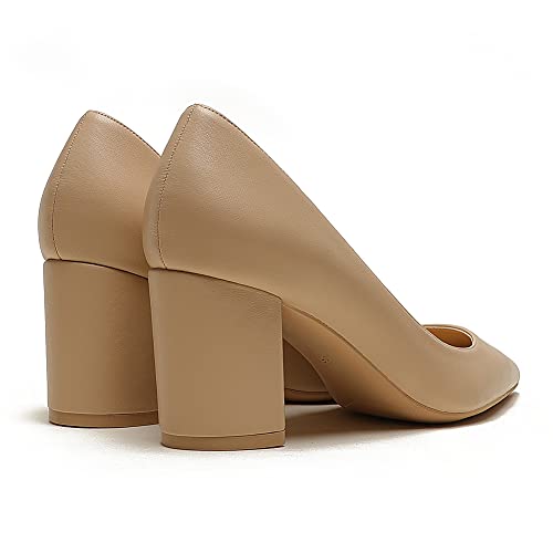 Image of JOY IN LOVE Women's Pointed Toe Chunky Block Heel Pumps